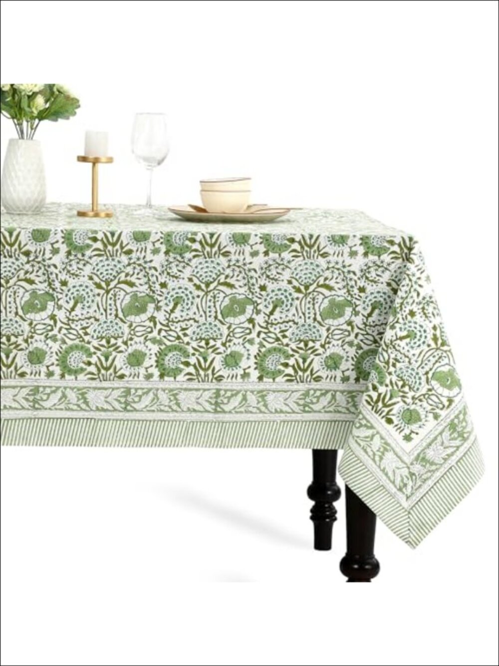 Hand Block Print 100% Cotton Tablecloth 60x60 Square Dining Table Cover